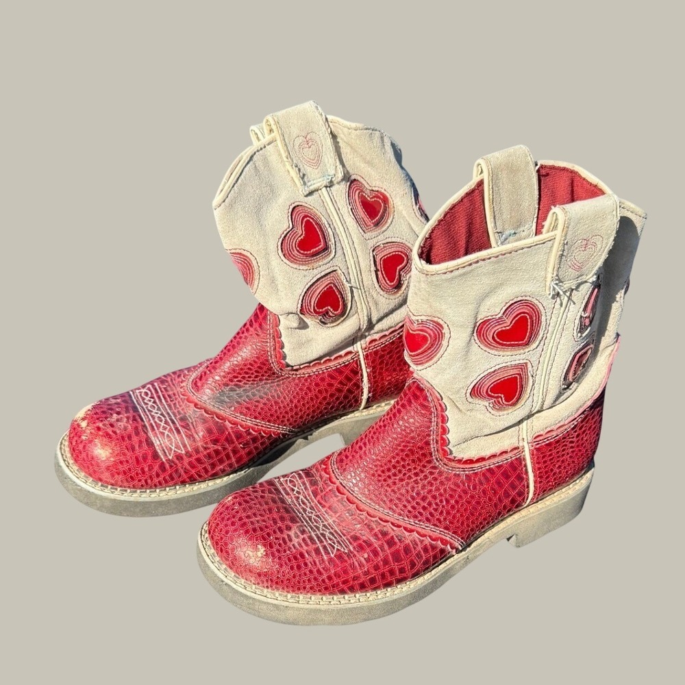 Ariat Boots Girls 4 Red Heart Western Cowgirl Square Toe